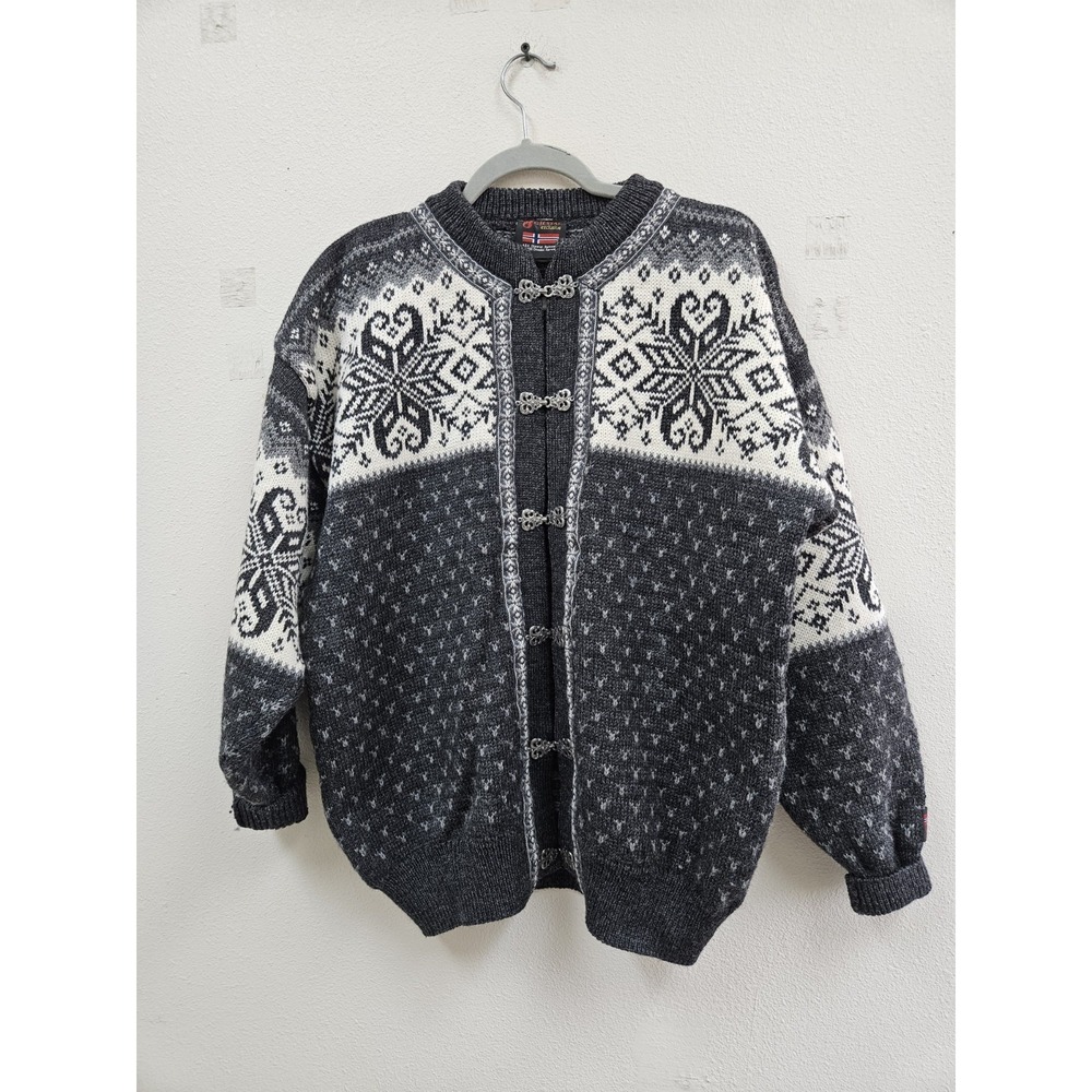 Gjestal exclusive Norwegian Wool Cardigan Sweater Pewter Hook & Eye Closures Xl - Picture 6 of 11